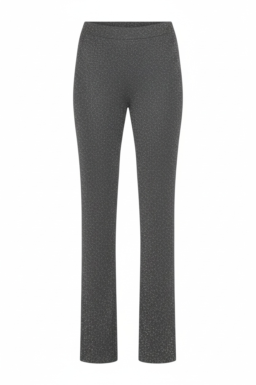 Silver Glitter Knit Straight Leg Pants photo 1