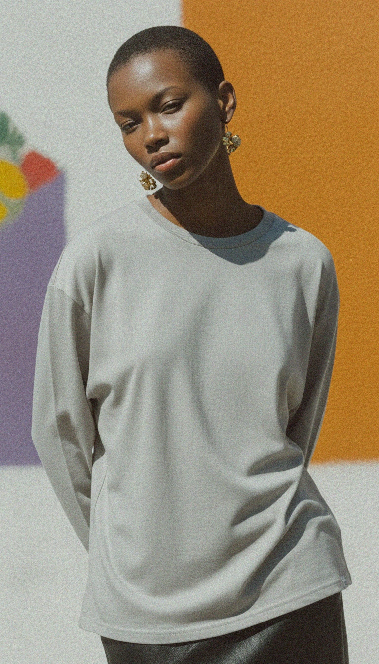 Oversized Long Sleeve Crew Neck T-Shirt photo 2