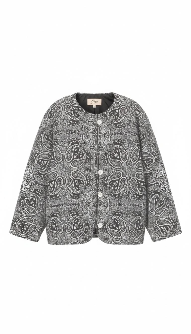 Oversized Paisley Print Button-Front Jacket photo 1