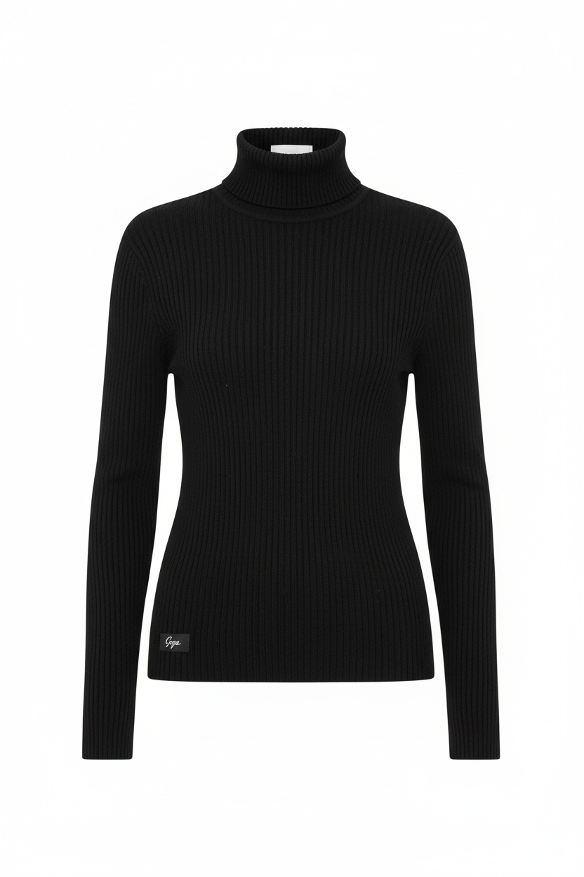 Black Ribbed Turtleneck Sweater photo 1