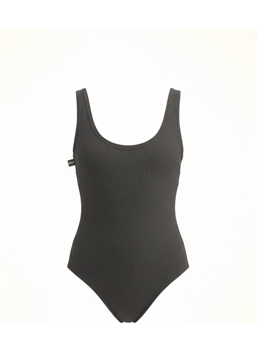 Black Paisley Textured One-Piece Swimsuit photo 1