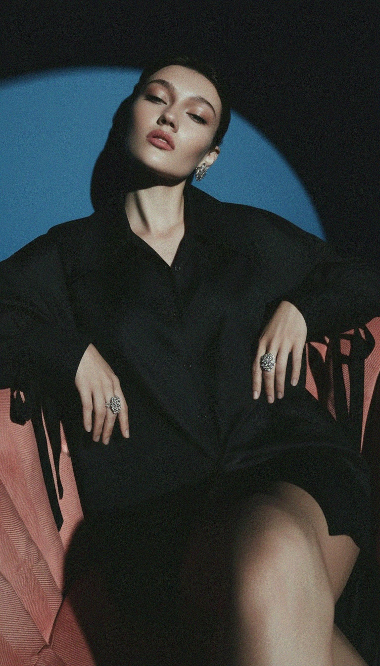 Oversized Black Tie-Sleeve Button-Down Shirt photo 3