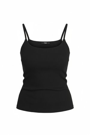 Essential Black Ribbed Fitted Tank Top
