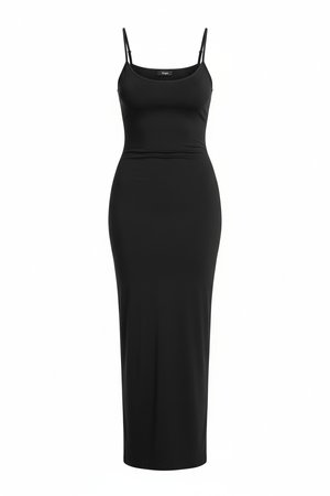 Black Spaghetti Strap Bodycon Maxi Dress