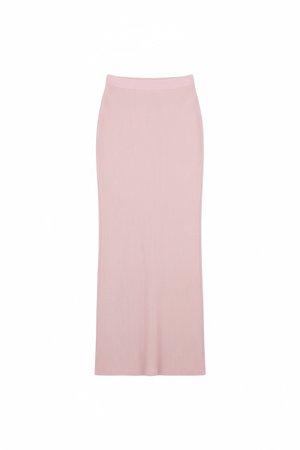 Ribbed Knit Maxi Skirt in Soft Pink