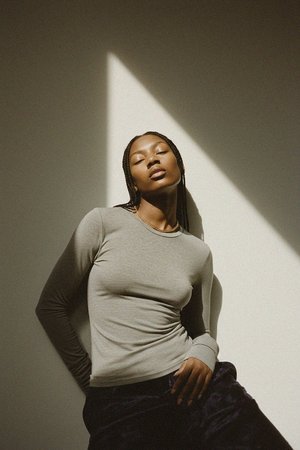 Essential Grey Long Sleeve Crew Neck Top