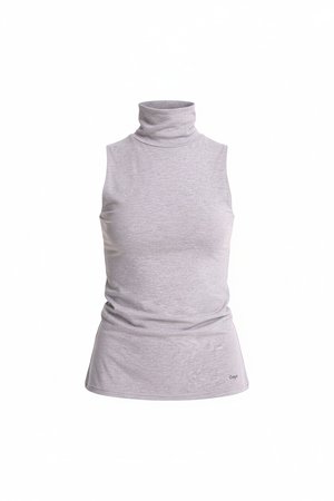 Sleeveless Turtleneck Top in Soft Grey