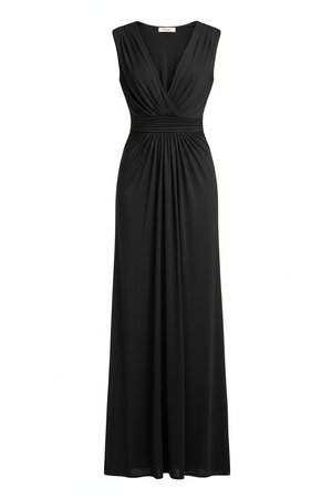 Elegant Black Maxi Dress with Plunging V-Neck
