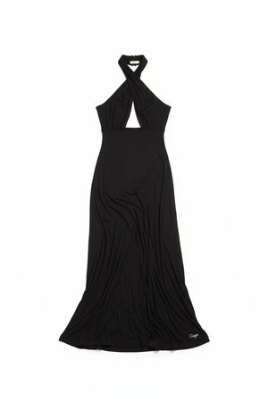 Elegant Black Halter Neck Maxi Dress
