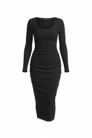 Fitted Ribbed Knit Midi Dress