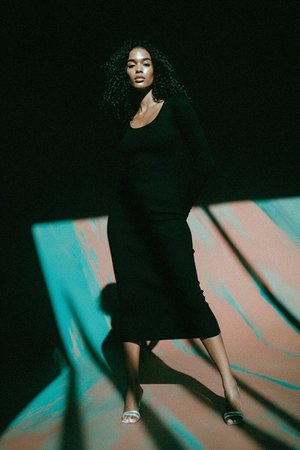 Fitted Ribbed Knit Midi Dress