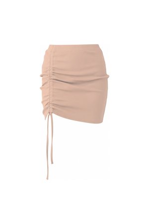 Ribbed Ruched Drawstring Mini Skirt