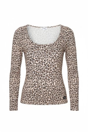 Leopard Print Long Sleeve Fitted Top