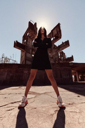 Black Ribbed Long Sleeve Mini Dress