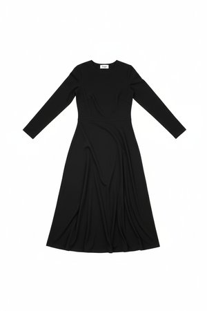 Classic Black Long Sleeve Midi Dress