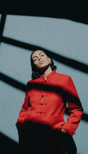 Red Jacket with Distinctive Frog Closures