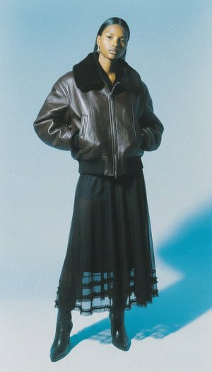 Black Sheer Maxi Skirt with Ruffled Trim