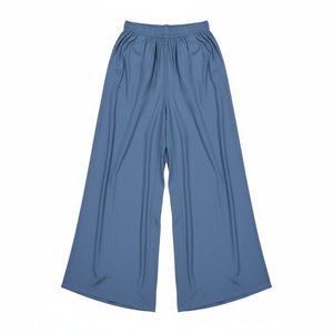 Blue Flowy Wide-Leg Palazzo Pants