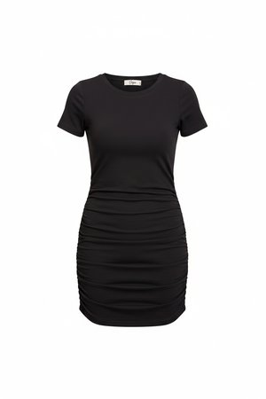 Sleek Black Ruched Mini Dress
