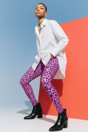 Vibrant Pink Leopard Print Activewear Leggings