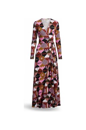 Vibrant Abstract Print Wrap Maxi Dress