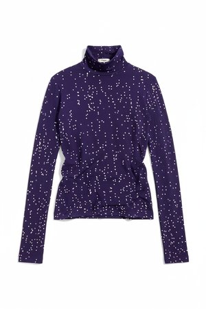 Purple Sparkle Dot Turtleneck Top