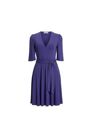 Purple V-Neck Mini Dress with Tie-Waist