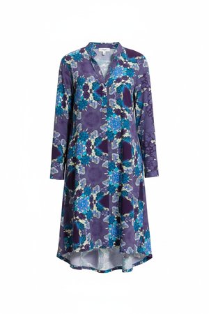 Abstract Floral Print Long Sleeve Mini Dress