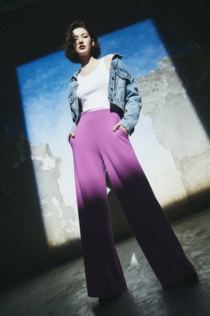 Elegant Purple Wide-Leg Pants