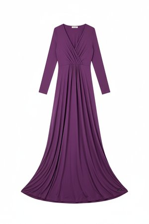 Elegant Purple Maxi Dress with Long Sleeves