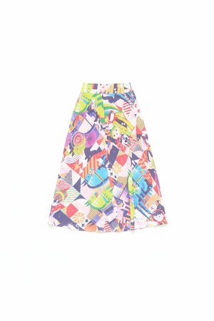 Vibrant Multi-Color Midi Skirt with Abstract Print