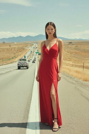 Elegant Red Maxi Dress with Slit