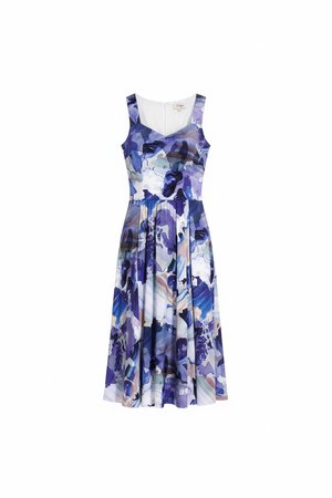 Abstract Watercolor Print Midi Dress
