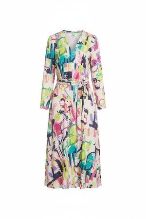 Vibrant Abstract Print Midi Dress