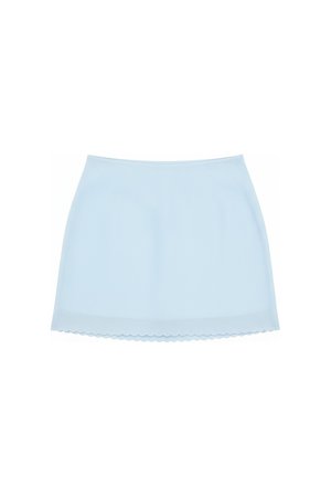 Light Blue Scalloped Hem Mini Skirt