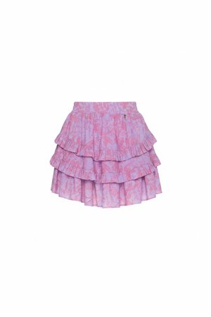 Floral Ruffled Mini Skirt in Purple and Pink