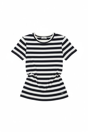 Striped Ribbed Short Sleeve Top