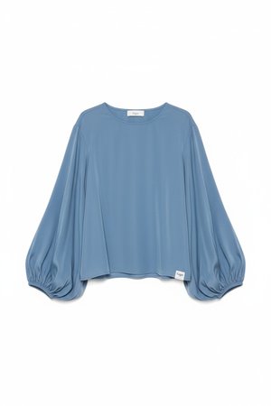 Voluminous Sleeve Blue Blouse