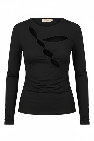 Stylish Long Sleeve Top with Front Cut-Out Details