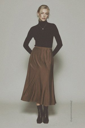 Flowy Brown Midi Skirt with Elegant Drape