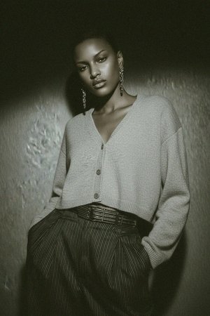 Soft Grey Cropped Knit Cardigan