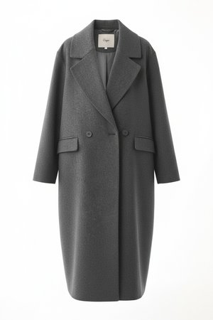 Oversized Grey Double-Breasted Coat