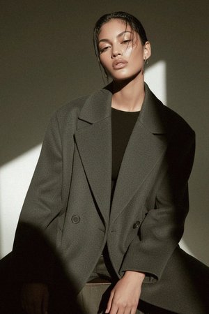 Oversized Grey Double-Breasted Coat