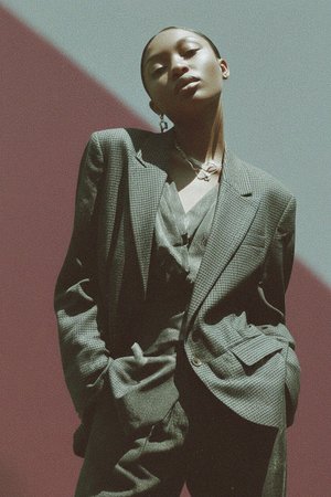 Oversize Houndstooth Pattern Blazer