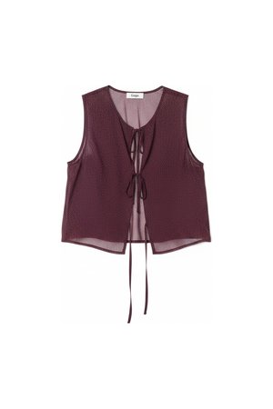 Dotted Tie-Front Sleeveless Top