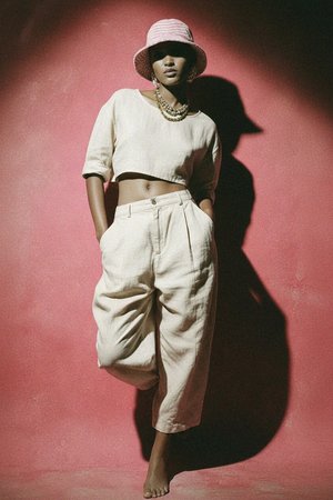 Pink & White Striped Bucket Hat