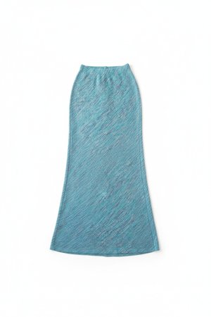 Textured Blue Knit Maxi Skirt