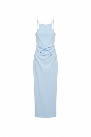 Light Blue Strappy Square Neck Midi Dress