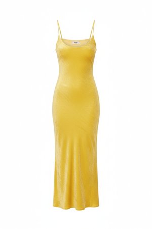 Elegant Yellow Midi Slip Dress