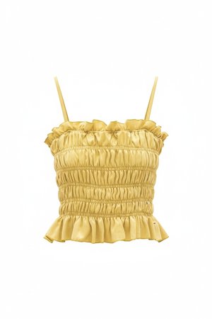 Yellow Smocked Ruffle Strap Top
